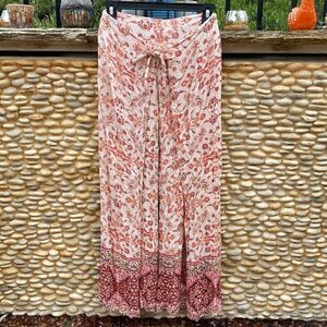 Sky and Sparrow Tie-Front Floral Print Boho Side Slit Pants. Size XS. VGUC